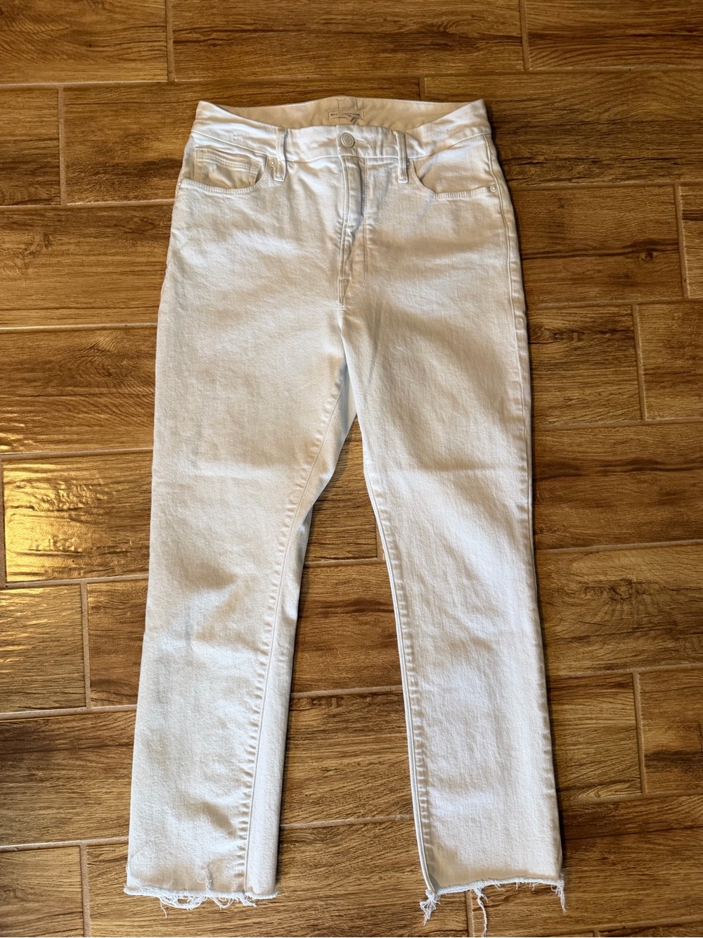 Good American White High-Rise Straight Jeans